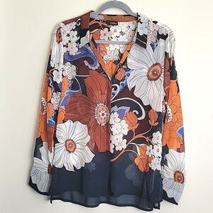 Crosby Sheer Floral Blouse Women's L